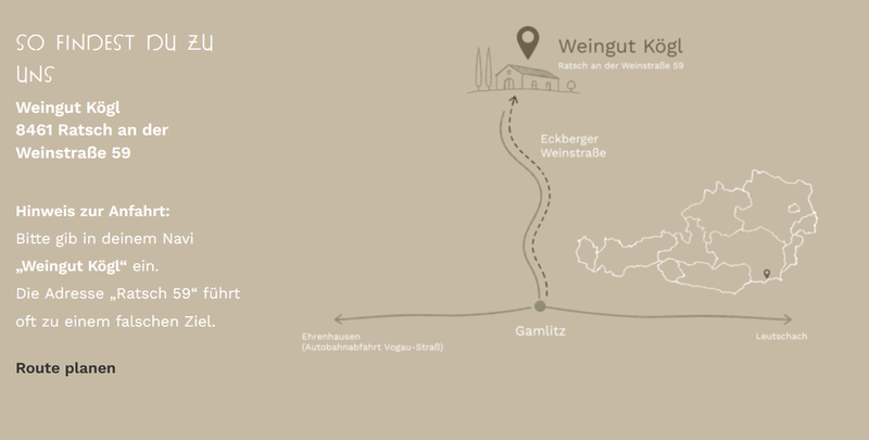 Anfahrtsskizze zum Weingut Kögl
