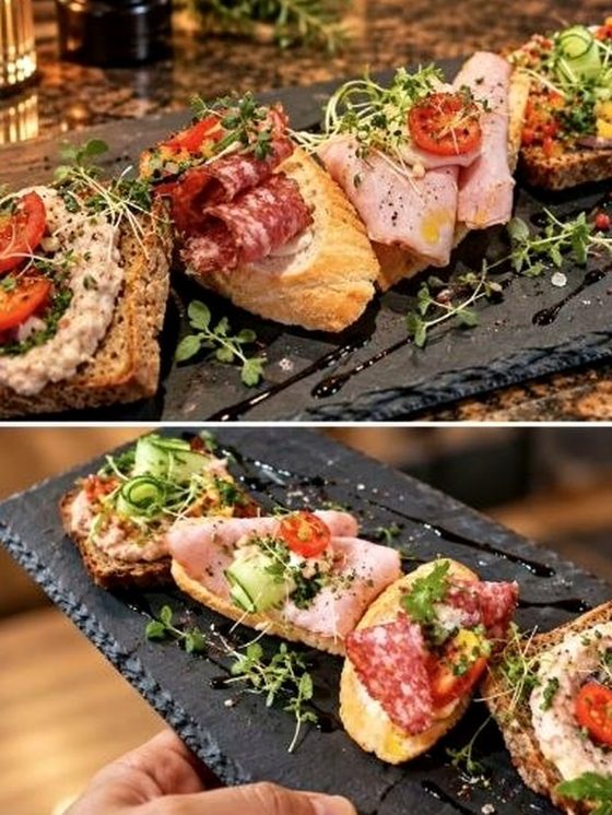 Belegte Brote mit Aufschnitt und frischem Gemüse